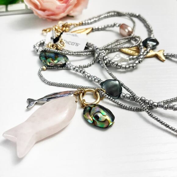 NEW Chico's White Jade Ocean Necklace - Picture 9 of 9